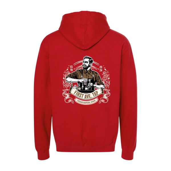 1st Avenue Tap- Unisex Fleece Hooded Sweatshirt- Red Thumbnail